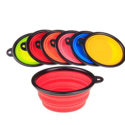 Pet Food Water Feeding Portable Travel Bowl Silicon Collapsible Dog Bowl with Free Carabiner Clip